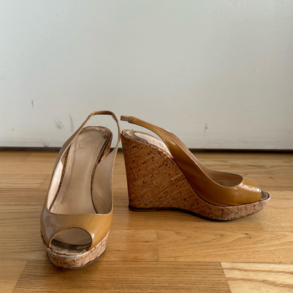 Christian Louboutin Platform Wedge Heels 36 6 Nude